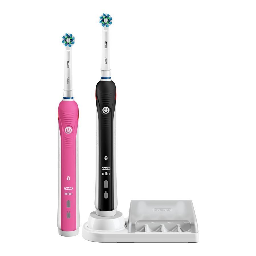 Oral-B Smart 4 Brosse à Dents Électrique Duo Pack Noir et Rose 