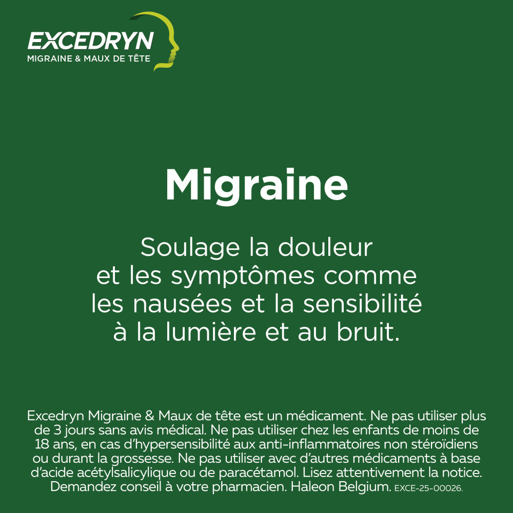 Excedryn Migraine et Meux de Tête 30 Comprimés