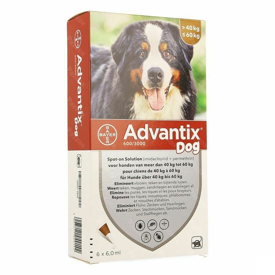 Advantix Dog Spot-on Sol Chien 40-60kg Pipet 6x6ml