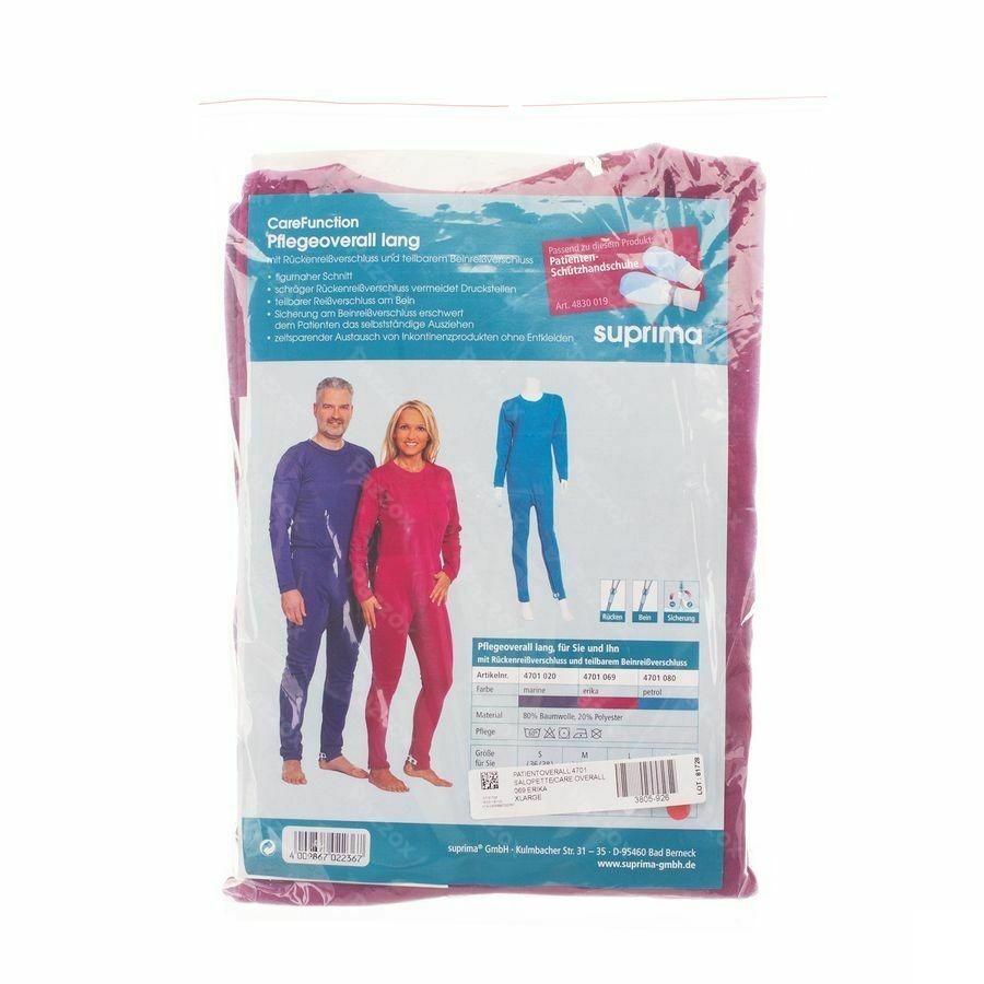 Suprima 4701 Salopette Ferm. Dos+jambe Erika Xl