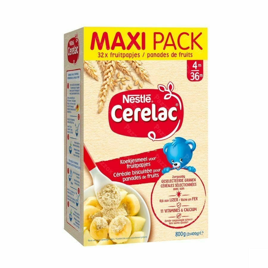 Nestlé Cerelac Céréales Biscuitées Pour Panades de Fruits Bébé 4+ Mois 800g