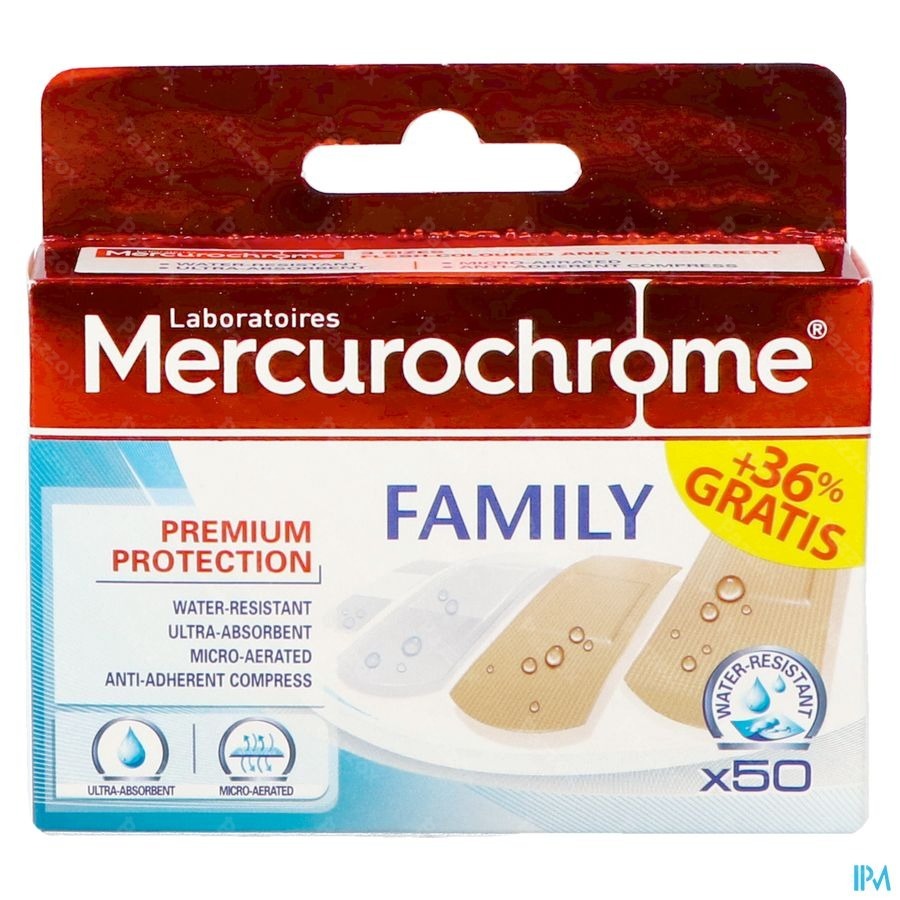 Mercurochrome Pansement Famille 50+18 Promo