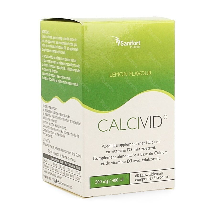 Calcivid 500mg/400ie Lemon Chew 60