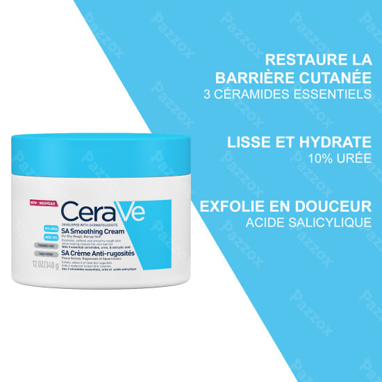 CeraVe SA Crème Anti-Rugosités Peaux Sèches et Rugueuses 340ml