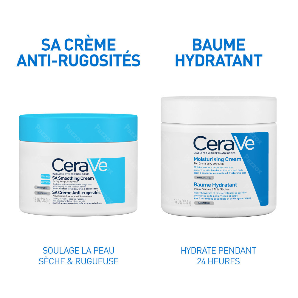 CeraVe SA Crème Anti-Rugosités Peaux Sèches et Rugueuses 340ml