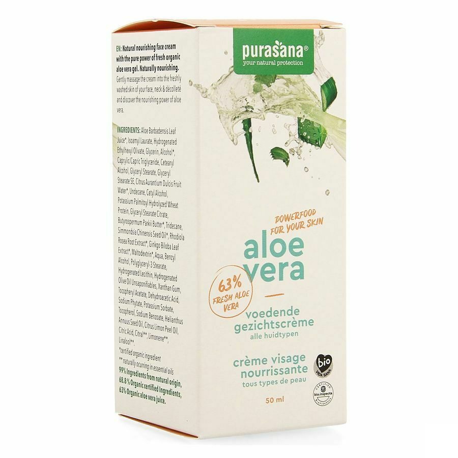 Purasana Vegan Aloe Vera Cr Visage Nouriss. 50ml