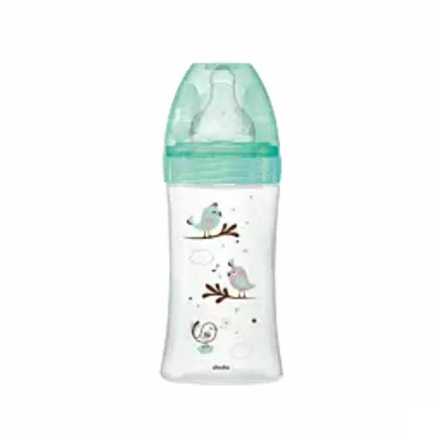 Dodie Biberon Verre Initiation+ Vert Oiseaux 270ml
