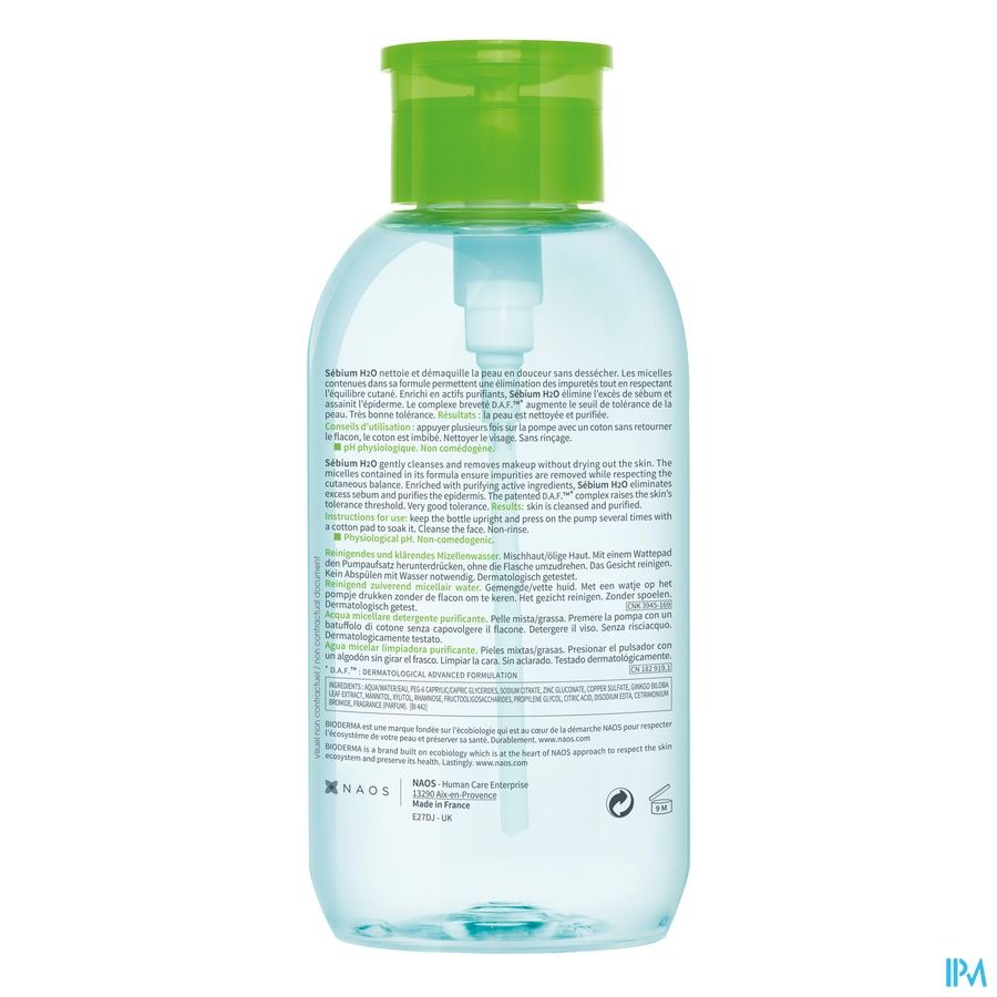 Bioderma Sebium H2o Solution Micel.pompe Inv.500ml