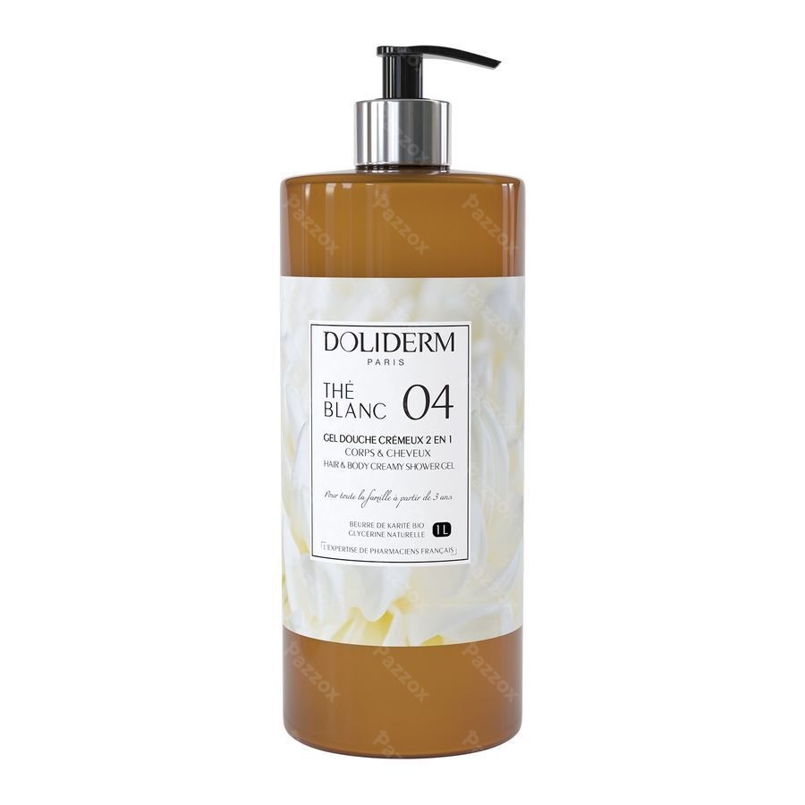 Doliderm Gel Douche 2en1 The Blanc Fl Pompe 1l