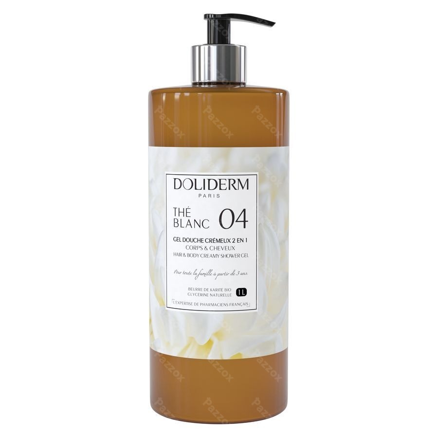 Doliderm Gel Douche 2en1 The Blanc Fl Pompe 1l