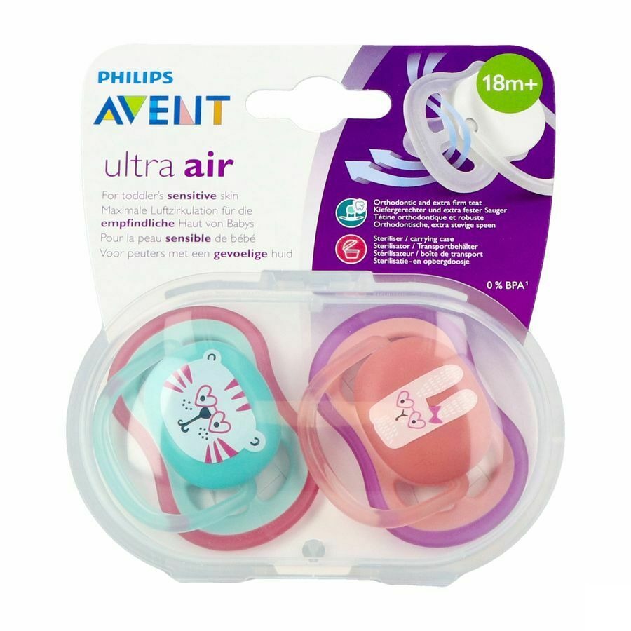 Philips Avent Sucette +18m Air Girl Tigre Lapin