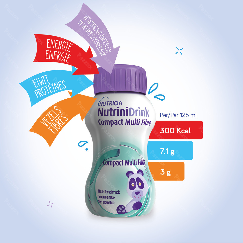 NutriniDrink Compact Multi Fibre Goût Neutre Bouteilles 4x125ml
