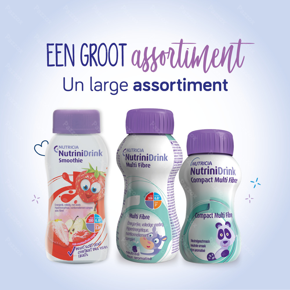 NutriniDrink Compact Multi Fibre Goût Neutre Bouteilles 4x125ml