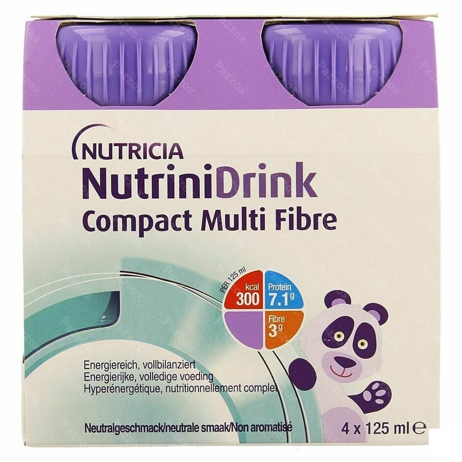 NutriniDrink Compact Multi Fibre Goût Neutre Bouteilles 4x125ml