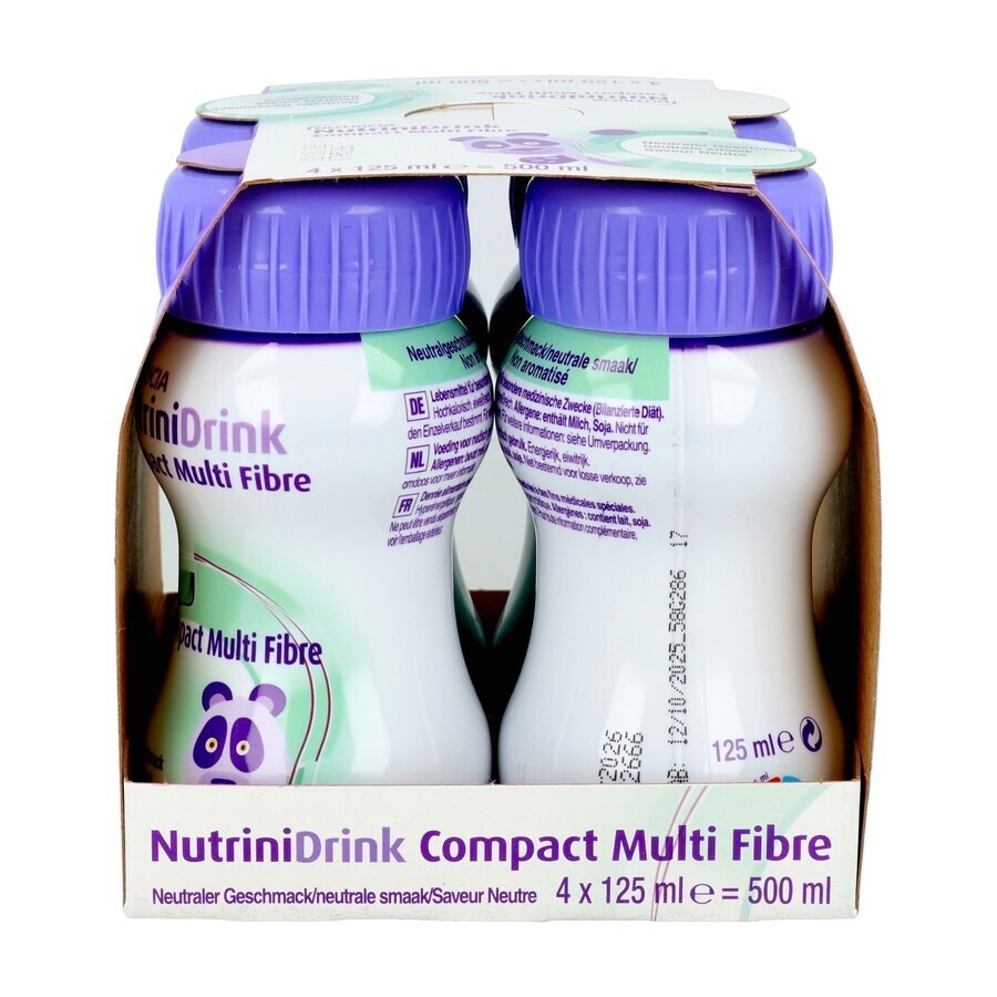 NutriniDrink Compact Multi Fibre Goût Neutre Bouteilles 4x125ml