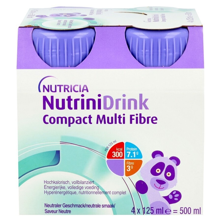 NutriniDrink Compact Multi Fibre Goût Neutre Bouteilles 4x125ml