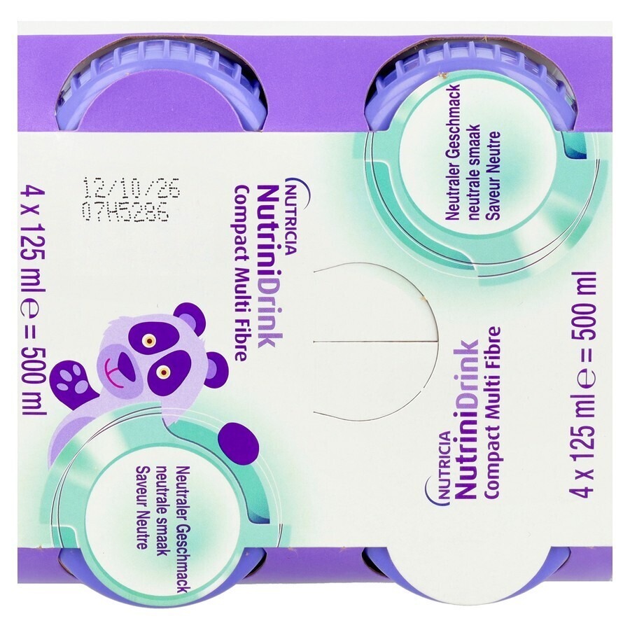 NutriniDrink Compact Multi Fibre Goût Neutre Bouteilles 4x125ml