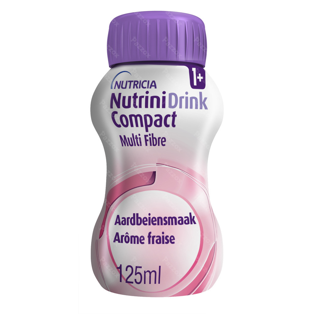 NutriniDrink Compact Multi Fibre Arôme Fraise Bouteilles 4x125ml