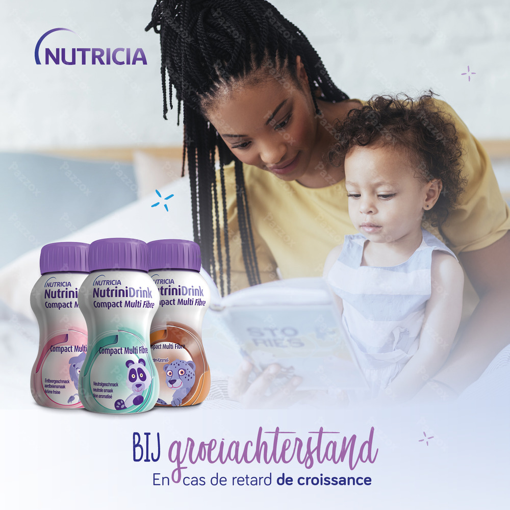 NutriniDrink Compact Multi Fibre Arôme Fraise Bouteilles 4x125ml