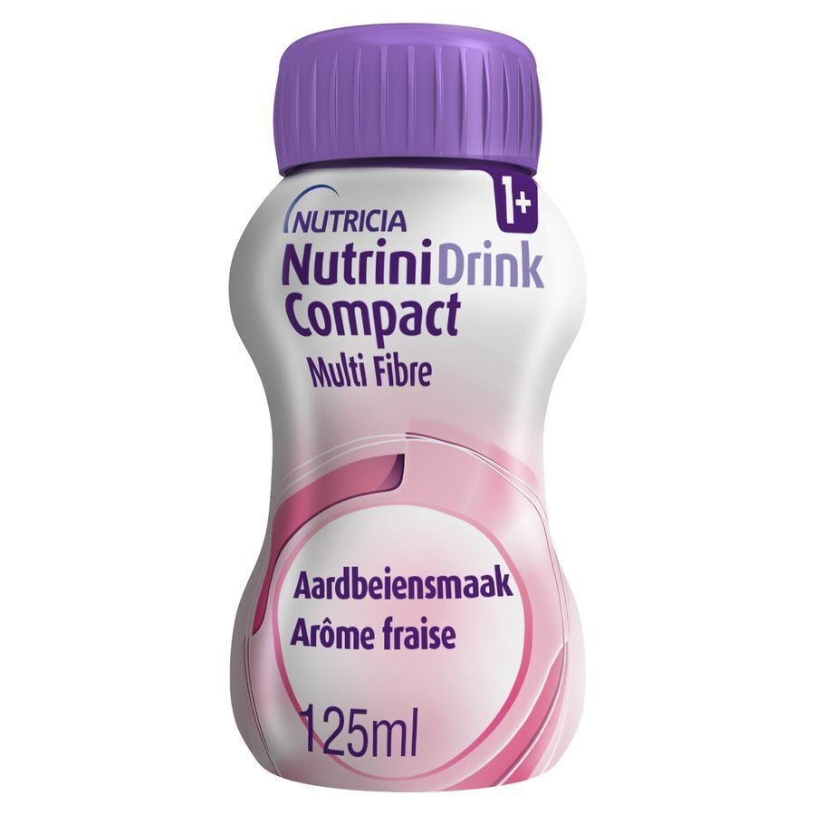 NutriniDrink Compact Multi Fibre Arôme Fraise Bouteilles 4x125ml