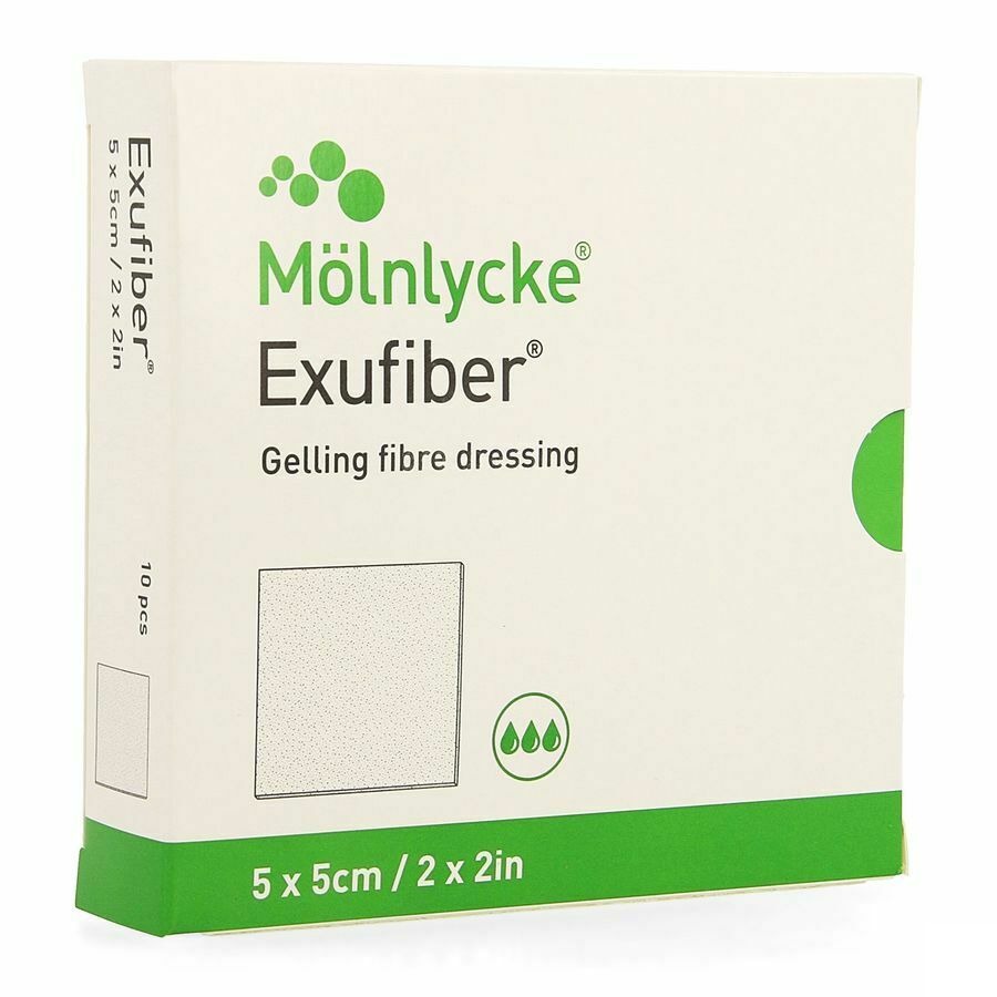 Exufiber Gelling Fibre Dressing Ster 5 X 5cm 10