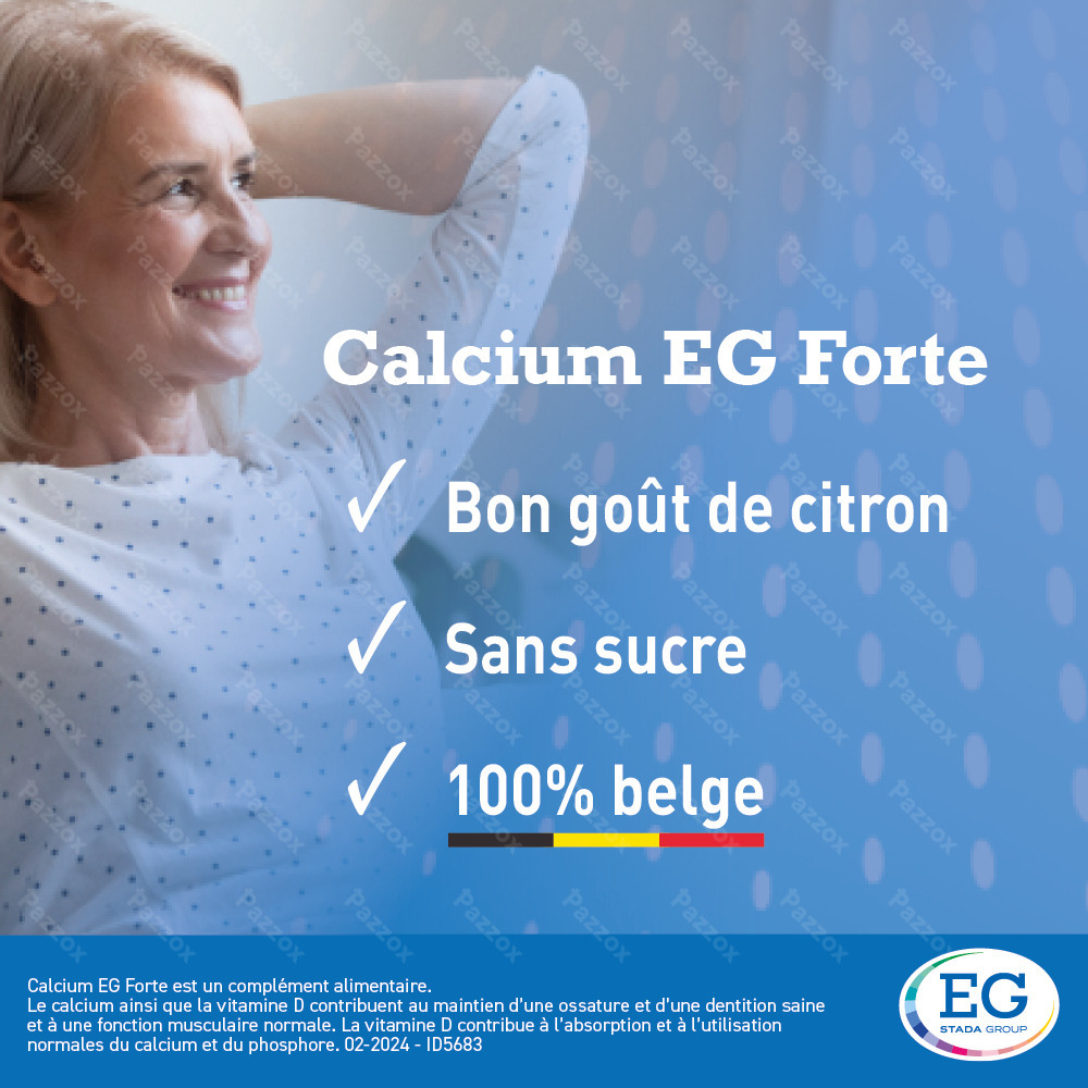Calcium EG Forte 1000 mg Calcium 800I.E. Vitamine D3 90 Comprimés à Croquer Goût Citron 