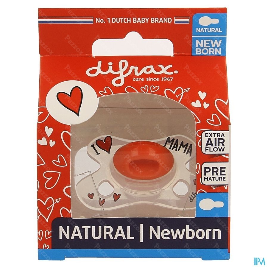 Difrax Sucette Natural Newborn I Love