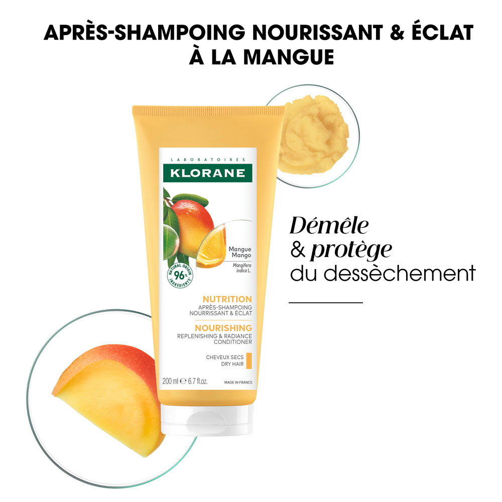 Klorane Mangue Après-shampooing Nutrition, Nourrissant & éclat, Cheveux secs 50ml
