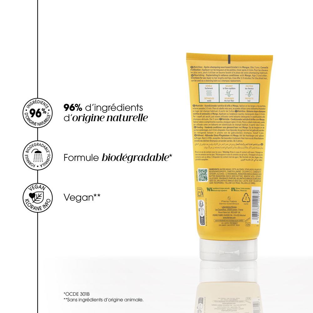 Klorane Mangue Après-shampooing Nutrition, Nourrissant & éclat, Cheveux secs 50ml
