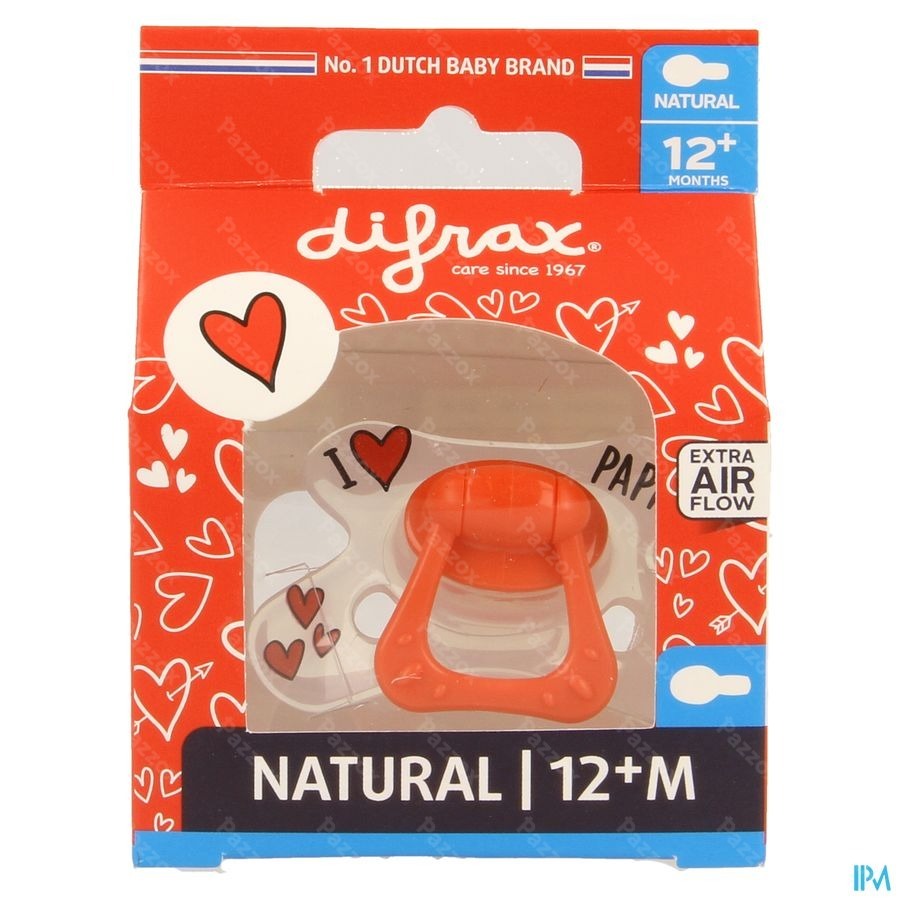 Difrax Sucette Natural 12m+ I Love