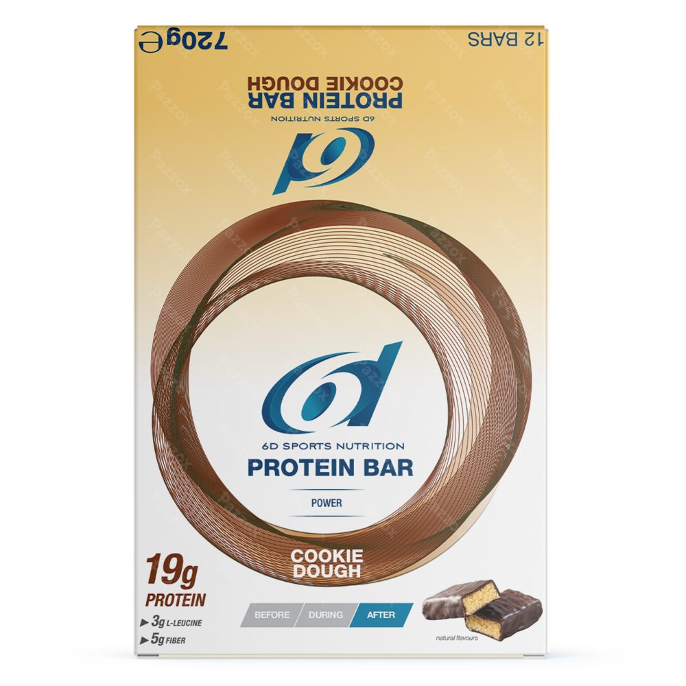 6d Sports Nutrition  Protein Bar Cookie Dough 12x60g