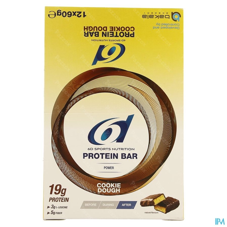 6d Sports Nutrition  Protein Bar Cookie Dough 12x60g