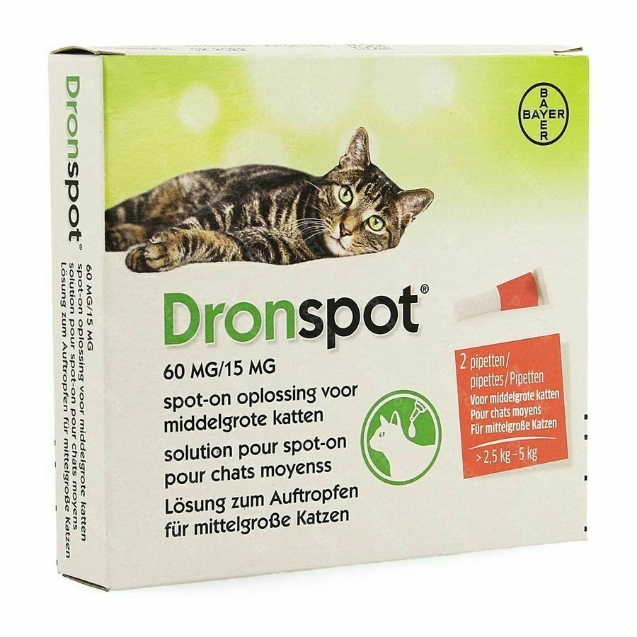 Dronspot 60mg/15mg Spot-on Chat Moyen>2,5-5kg Pip2