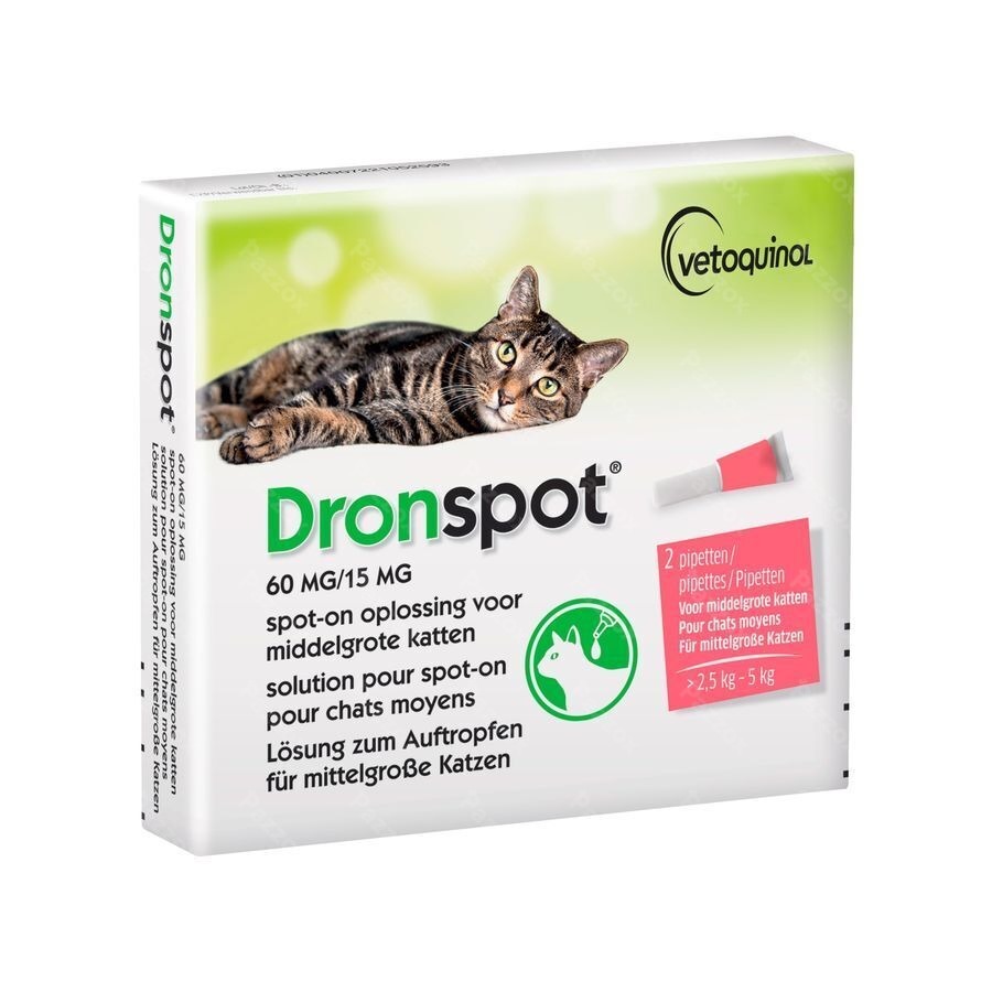Dronspot 60mg/15mg Spot-on Chat Moyen>2,5-5kg Pip2