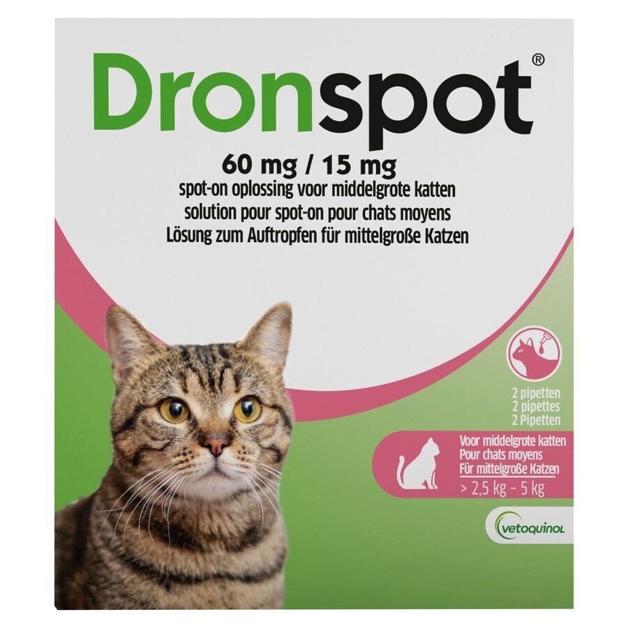 Dronspot 60mg/15mg Spot-on Chat Moyen>2,5-5kg Pip2