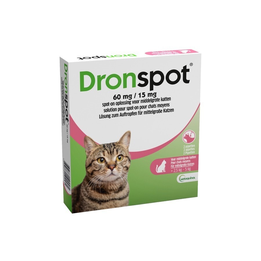 Dronspot 60mg/15mg Spot-on Chat Moyen>2,5-5kg Pip2
