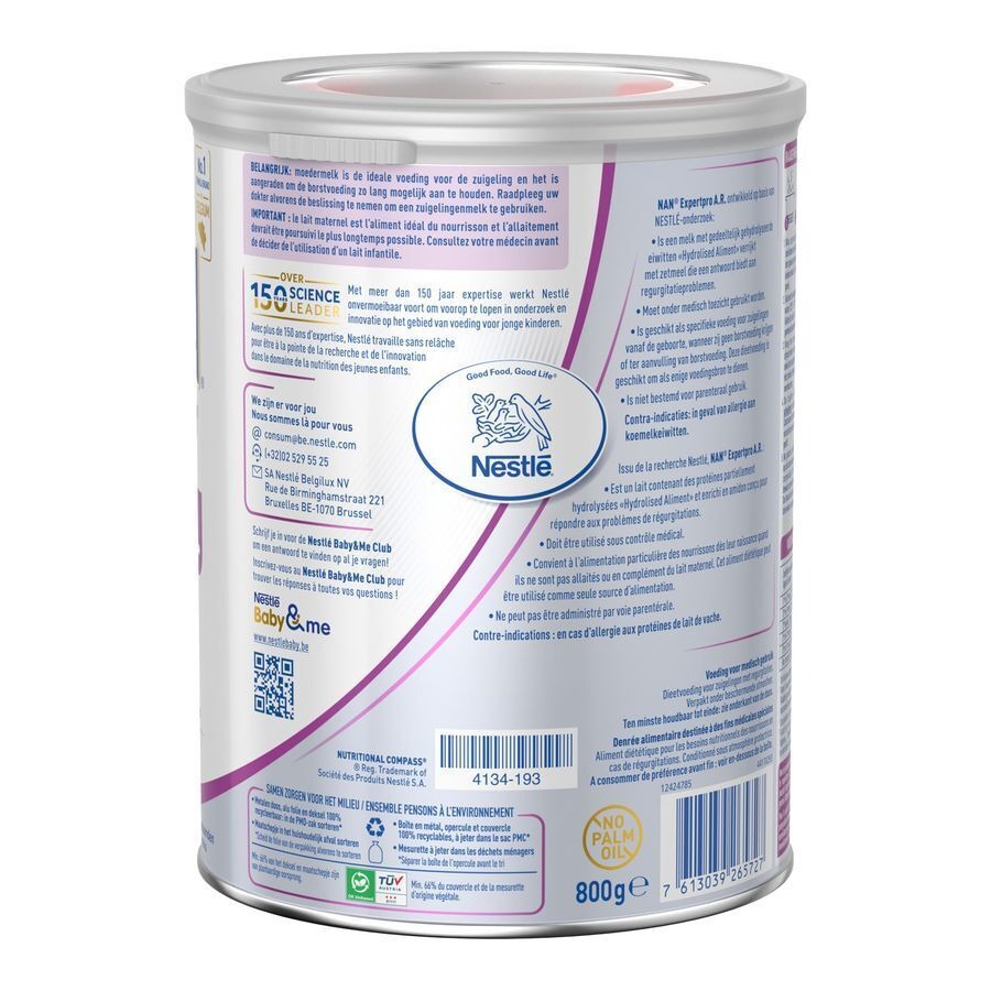 Nestlé Nan ExpertPro A.R. Lait Anti Régurgitations pour Nourrissons Bébé 0-12 Mois 800g