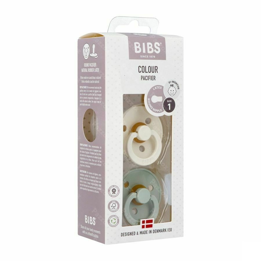 Bibs 1 Sucette Duo Sage Ivory