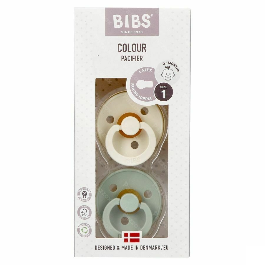 Bibs 1 Sucette Duo Sage Ivory