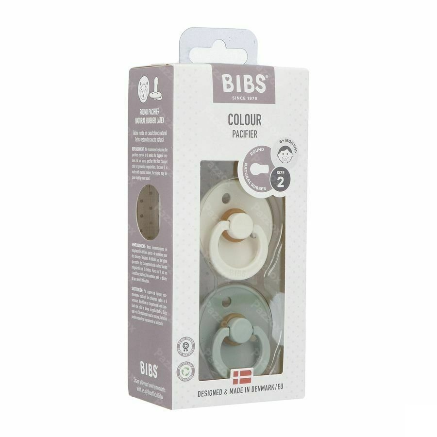 Bibs 2 Sucette Duo Sage Ivory