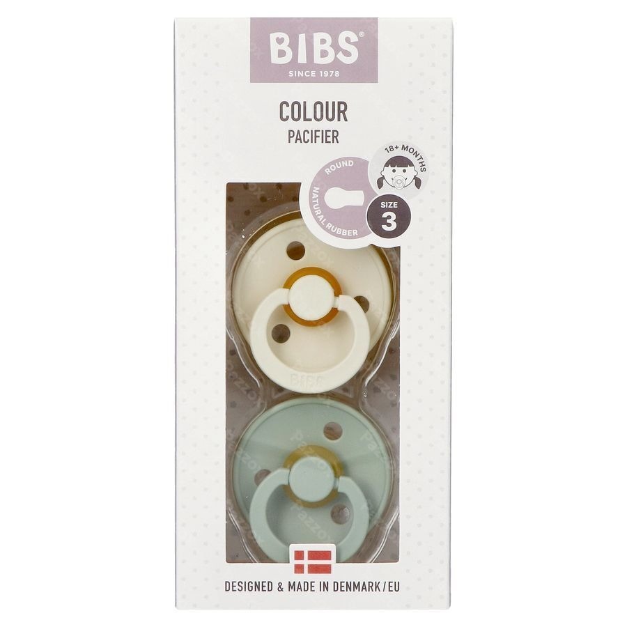 Bibs 3 Sucette Duo Sage Ivory
