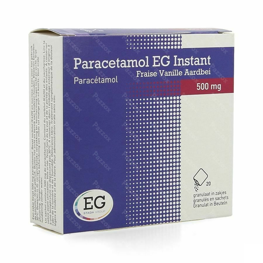 Paracetamol Eg Instant Vanille-Fraise 500mg 20 Sachets