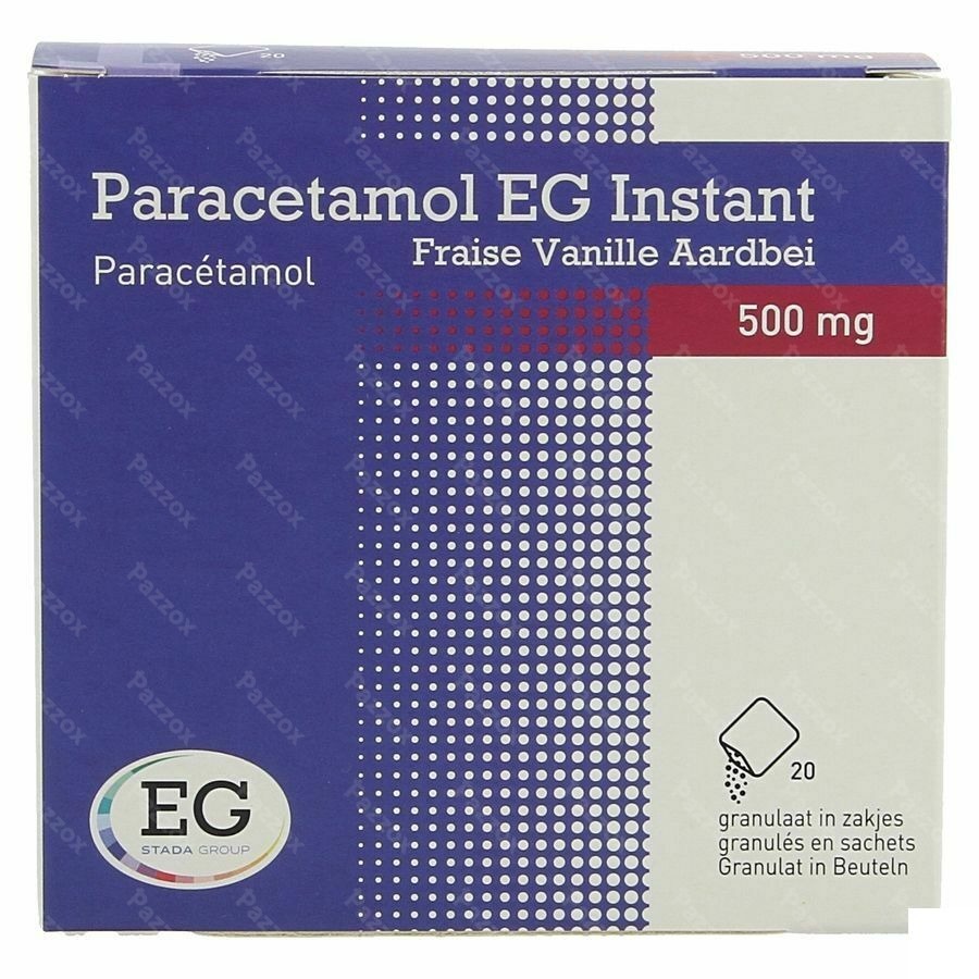 Paracetamol Eg Instant Vanille-Fraise 500mg 20 Sachets