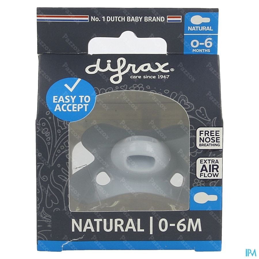 Difrax Sucette Natural 0-6 Mois Pure Ice