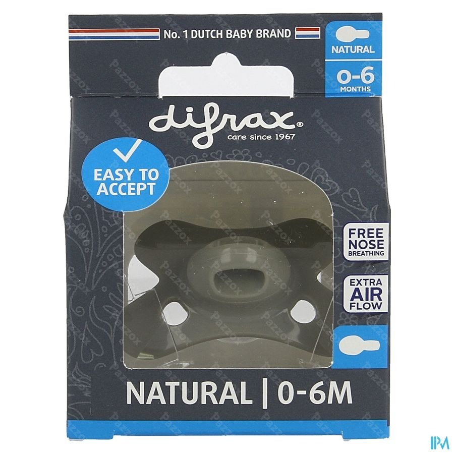 Difrax Sucette Natural 0-6 Mois Pure Clay
