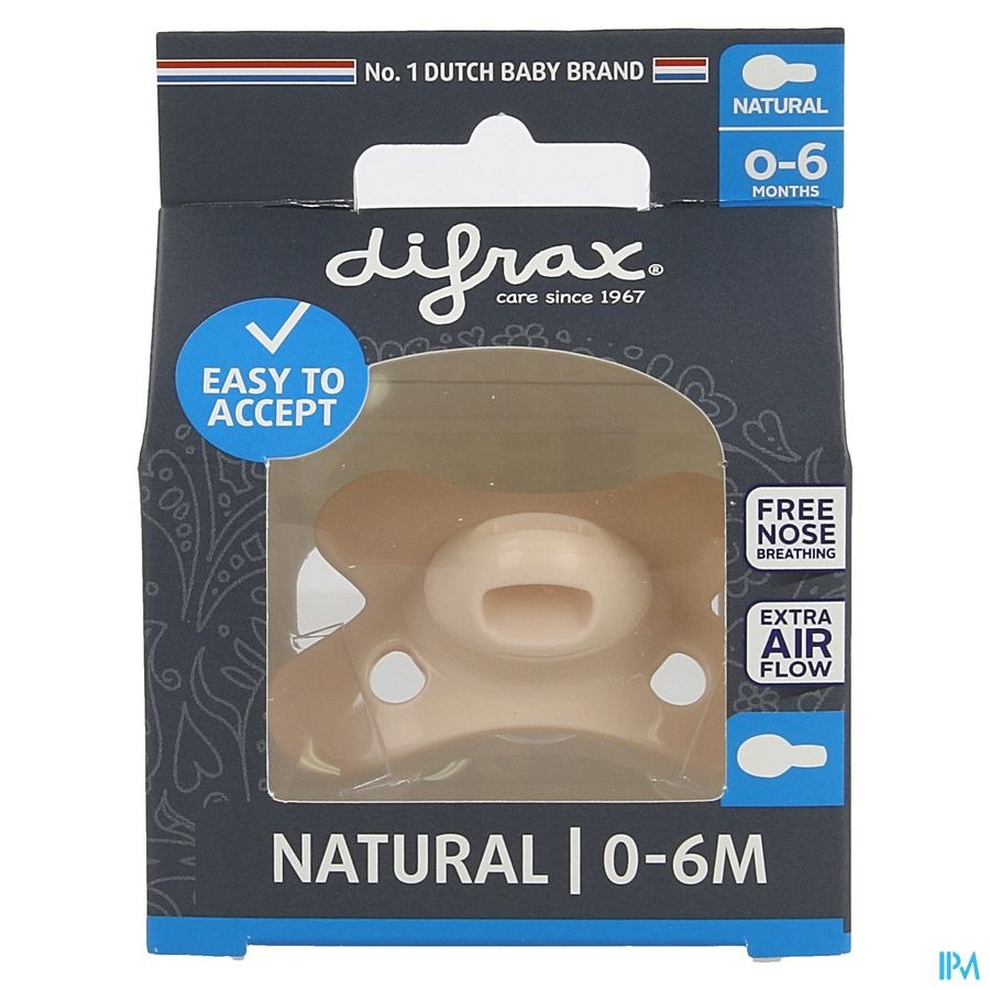 Difrax Sucette Natural 0-6 Mois Pure Blossom