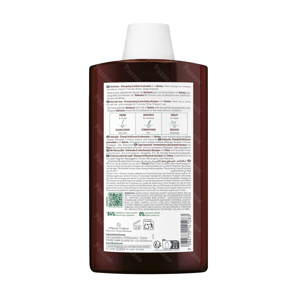 Klorane Shampooing Quinine & Edelweiss 400ml