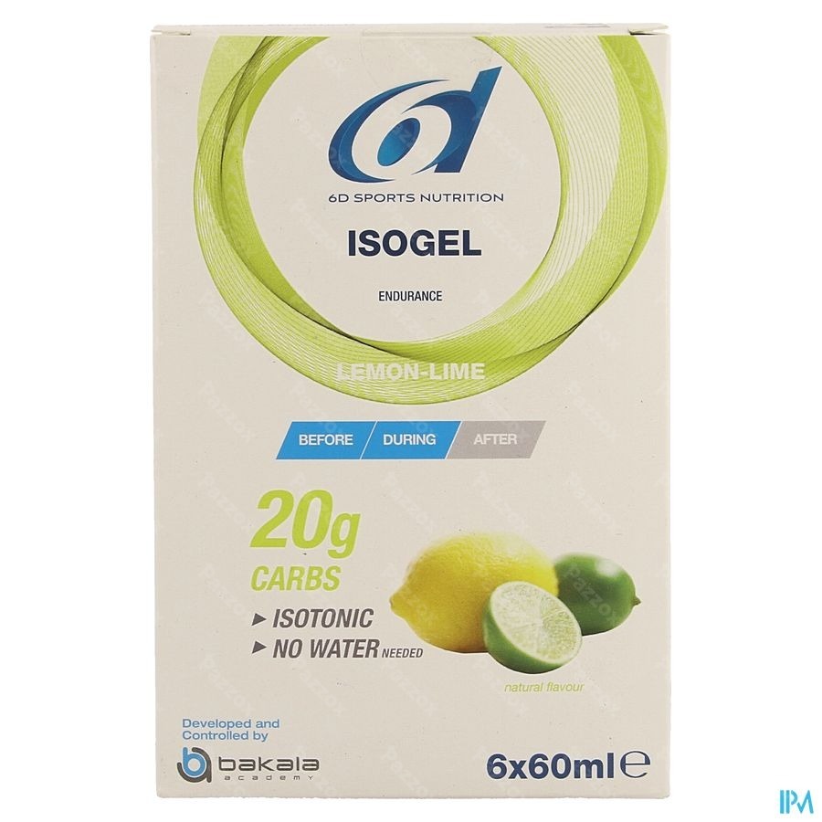 6d Sports Nutrition Isogel Lemon Lime 6x60ml