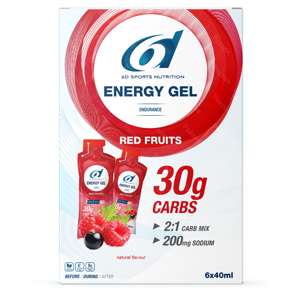 6d Sports Nutrition Energy Gel Fruits Rouges 6x40ml