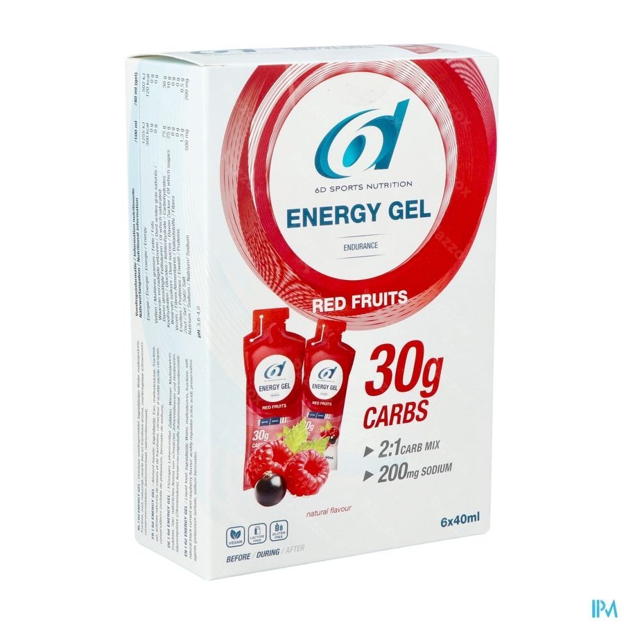 6d Sports Nutrition Energy Gel Fruits Rouges 6x40ml